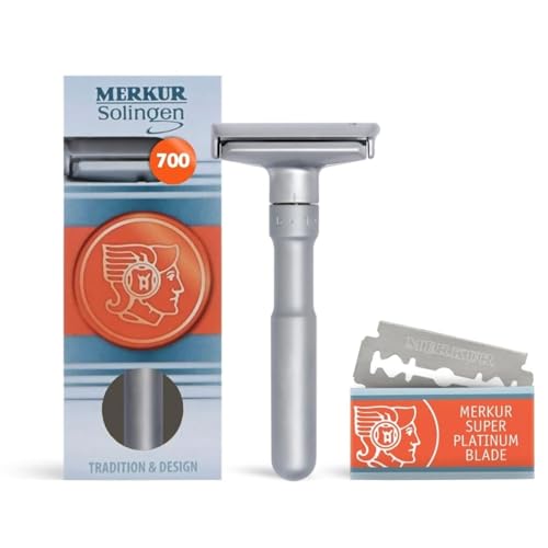 MERKUR FUTUR 700 Adjustable Double Edge Safety Razor - Matte Chrome, Adjustable Razor With Dial, Made in Germany, Plastic-Free, Snap-On Cap Design Beauty and Personal Care MERKUR