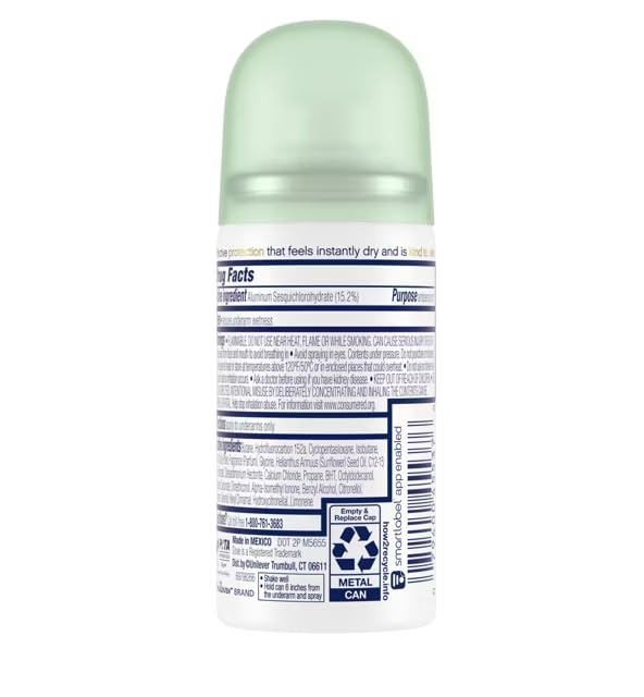 Dove Advanced Care Cool Essentials Antiperspirant & Deodorant Dry Spray Travel Size 1 oz - Mini, 72 Hour Protection, Pro-Ceramide Technology, Cool Beauty and Personal Care Dove