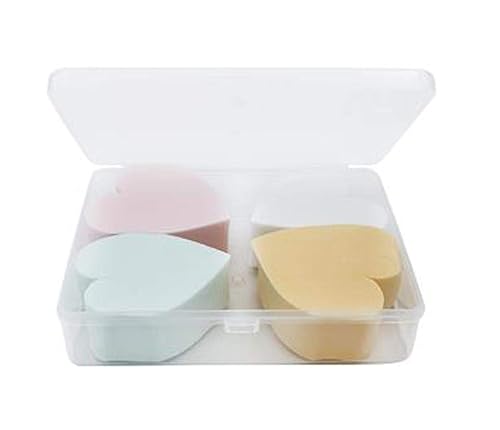 4PCS Heart-shaped Beauty Makeup Sponge Facial Foundation Liquid Powder Dry and Wet Use Blender Puff Cosmetics Blush Applicators With Storage Box Beauty & Personal Care SYBL
