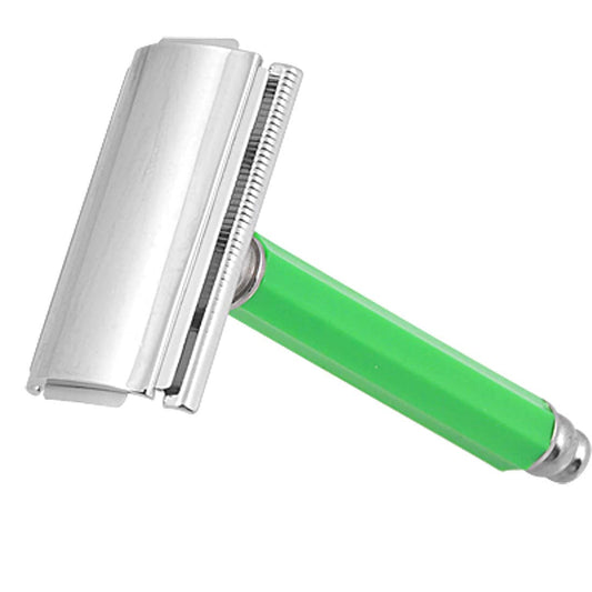 Ruilogod Men Silver Tone Green Double Edge Blade Plastic Handle Razor (id: 702 a5e 420 40a c4a Beauty and Personal Care Ruilogod