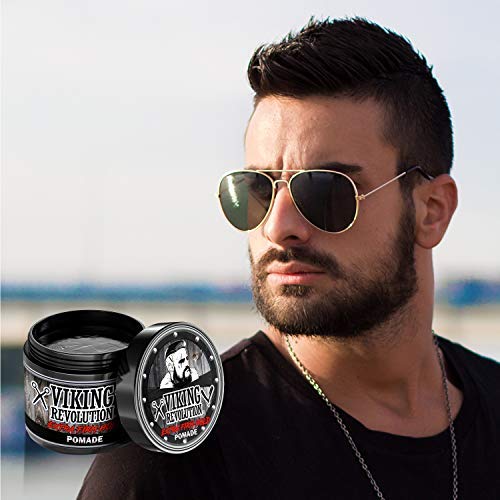 Viking Revolution Extreme Hold Pomade for Men - Style & Finish Your Hair - Extra Firm,Strong Hold & High Shine for Men’s Styling Support - Water Based Beauty & Personal Care Viking Revolution