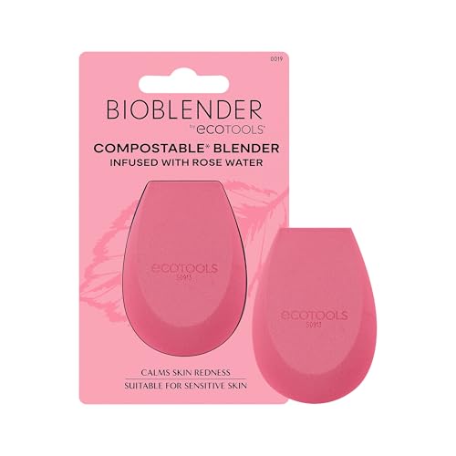 EcoTools Rose Water Bioblender, Compostable Makeup Blending Sponge, For Liquid & Cream Foundation, Base Coverage, Anti-inflammatory Ingredients, Pink Beauty & Personal Care EcoTools
