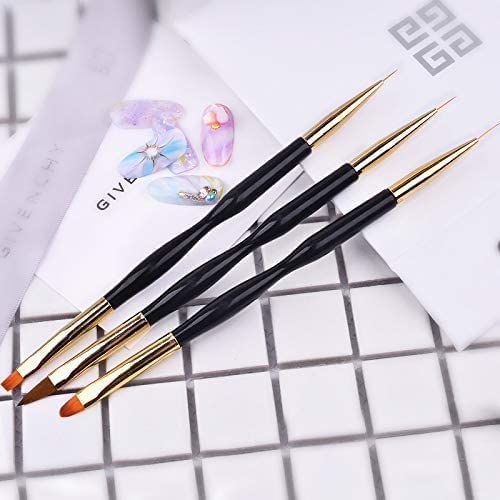 FULINJOY 3 Pcs Nail Drawing Pen, Dual End Nail Art Pen Brush Acrylic Round Flat Painting Drawing Liner Nail Tools Beauty & Personal Care FULINJOY