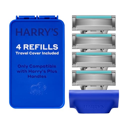 Harry's Plus Razor Refills - 4 Cartridges with Travel Blade Cover - Compact Cartridge Design for Precise Control - Shaving Kit for Men - Only Beauty and Personal Care Harry's Default Title