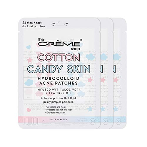 The Crème Shop Cotton Candy Skin Hydrocolloid Acne Patches - Pimple Treatment with Salicylic Acid & Witch Hazel - 3 Sizes, 72 Patches Beauty & Personal Care The Crème Shop