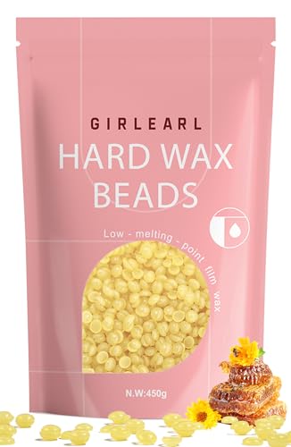 GIRLEARLE Hard Wax Beads, 1lb Honey Wax Beans for Hair Removal, Hard Wax for Sensitive Skin at Home, Wax Refill Perfect for Brazilian Bikini, Legs Beauty and Personal Care GIRLEARLE