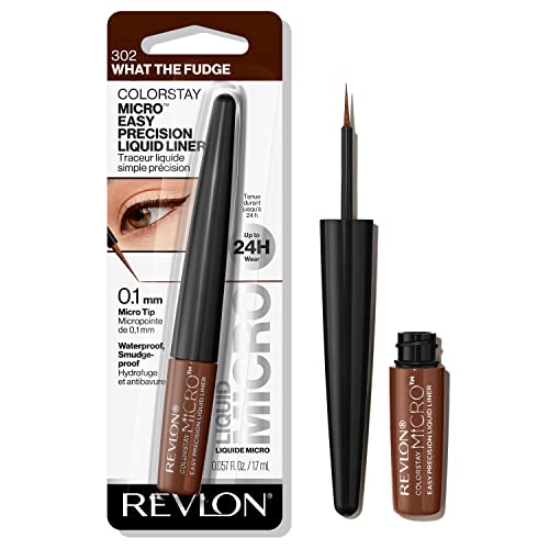REVLON ColorStay Micro Easy Precision Liquid Eyeliner, Waterproof, Smudgeproof, Longwearing, Stocking Stuffer for Her, 302 What the Fudge, 0.057 fl oz Beauty & Personal Care REVLON