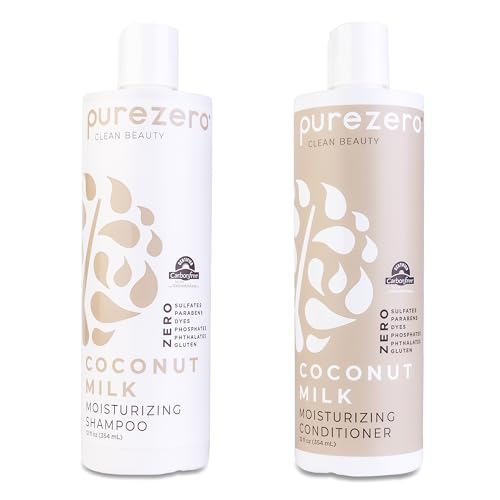 Purezero Coconut Milk Shampoo & Conditioner Set - 100% Vegan & Cruelty Free - Intense Hydration & Increase Shine - Zero Sulfates, Parabens, Dyes Beauty & Personal Care Purezero