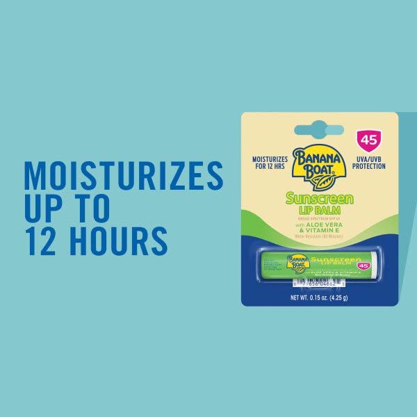 Banana Boat Aloe Vera with Vitamin E Sunscreen Lip Balm SPF 45 - .15 oz, Pack of 6 Beauty & Personal Care Banana Boat