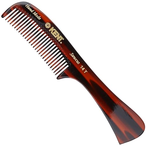 Kent 14T Tortoise Large Detangling Comb, Wide Teeth for Long Thick Curly Wavy Hair. Hair Detangler Comb For Wet and Dry. Saw-Cut from Cellulose and