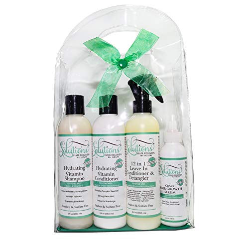 Nzuri Solutions Hair Regimen Hydrating Shampoo 8oz, Hydrating Vitamin Conditioner 8oz, 12 in 1 Leave in Conditioner and Detangler 8oz, Crazy Hair Beauty & Personal Care Nzuri