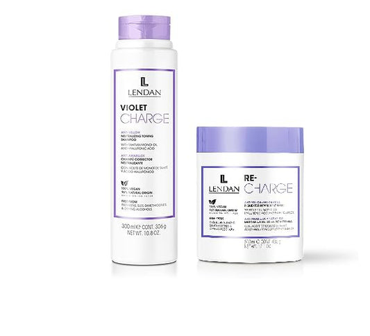 Lendan Anti-Yellow Kit with Violet Pigments, Violet Charge Shampoo 300ml + Re-Charge Mask 500ml Beauty & Personal Care Lendan