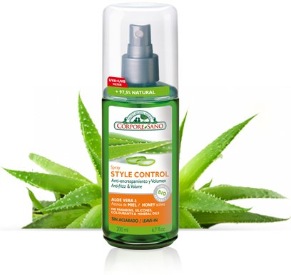 Anti-frizz & Volume. Corpore Sano Aloe Vera & Honey Spray Style Control. No parabens,silicons, colorants & mineral oils. 200ml/6.7 fl.oz Beauty & Personal Care Corpore Sano