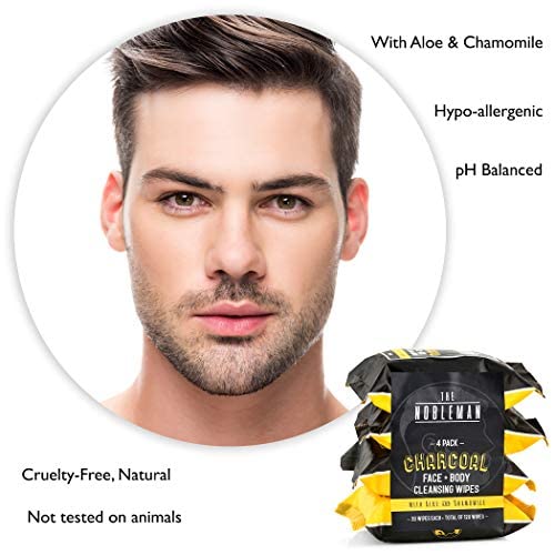Men's Charcoal Face + Body Cleansing Wipes - 4 Pack (120ct) Beauty & Personal Care The Nobleman