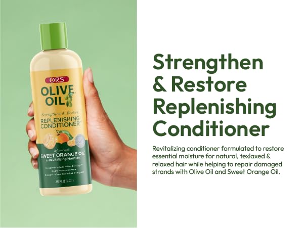 ORS Olive Oil Strengthen & Restore Replenishing Conditioner Orange Oil 8 Ounces (Pack of 2)