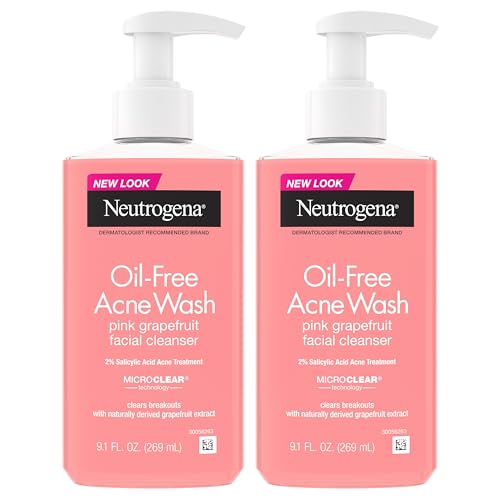 Neutrogena Oil-Free Pink Grapefruit Pore Cleansing Acne Wash and Daily Liquid Facial Cleanser with 2% Salicylic Acid Acne Medicine and Vitamin C, Twin Beauty & Personal Care Neutrogena