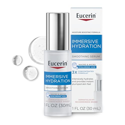 Eucerin Immersive Hydration Smoothing Face Serum, Ultra-Lightweight Hyaluronic Acid Serum Reduces the Look of Fine Lines and Wrinkles, 1 Fl Oz Bottle Beauty & Personal Care Eucerin