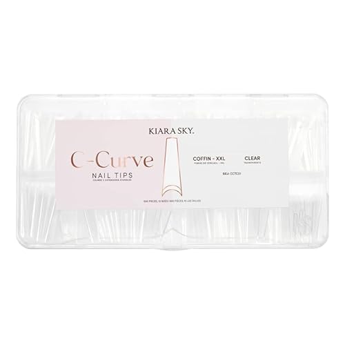 Kiara sky Nail Tips | C Curve Coffin Clear | 500 pieces | XXL Length | 10 Sizes Beauty & Personal Care KIARA SKY