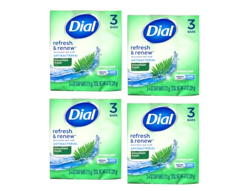 Dial Mountain Fresh Antibacterial Deodorant Bar Soap 3, 4 oz Soap Bars (Packs of 4) Beauty & Personal Care Dial