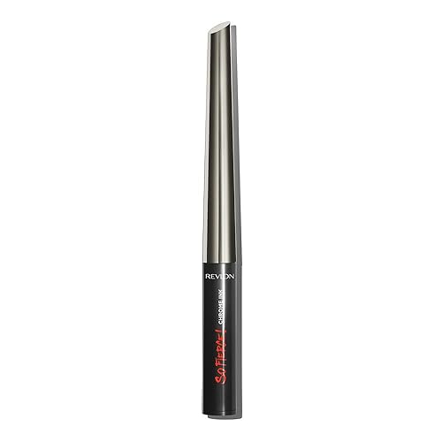 Revlon So Fierce! Chrome Ink Liquid Eyeliner, Longlasting Bold Metallic Pen Liner with Dip Ink Cap for Pearl, Shimmer Blend, 901 Gunmetal, 0.03 oz. Beauty & Personal Care REVLON