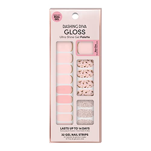 Dashing Diva Gloss Nail Strips - Feeling Flush | UV Free, Chip Resistant, Long Lasting Gel Stickers | 32 Wraps, 1 Prep Pad, 1 File Beauty & Personal Care Dashing Diva