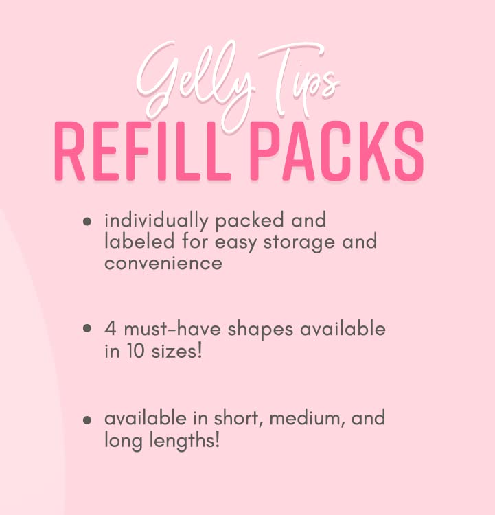 Kiara Sky Gelly Tip Soak Off Nails Refill Packs - Almond Short (Sizes 3, 4, 5)
