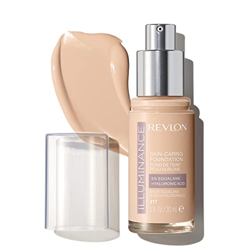 Revlon Illuminance Skin-Caring Liquid Foundation, Hyaluronic Acid, Hydrating and Nourishing Formula with Medium Coverage, 117 Light Beige, 1 fl oz Beauty & Personal Care REVLON