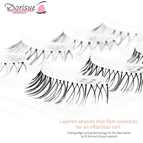 Dorisue Natural Volume False Eyelashes - Ultra Light Clear Band Lashes for Office Daily Wear, 4-10mm, 4 Pairs (E3) Beauty & Personal Care Dorisue