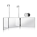 HIEEY 3 Way Mirror for Hair Cutting,360 Trifold Mirror with Height Adjustable Telescoping Hooks,and 5X Magnification,for Makeup, Hair Styling Beauty & Personal Care HIEEY
