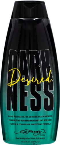 Ed Hardy Tanning Desired Darkness Dark Tanning Lotion - Rapid Release Ultra Extreme Black Bronzer Formulated for Maximum Instant Results, Tattoo and