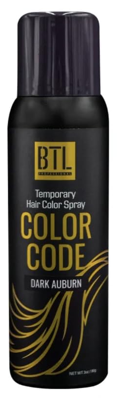 BTL Professional BTL Color Code Temporary Hair Color Spray-On! Vibrant & Easy to Wash | Fast Drying (3oz/80g) (Dark Auburn, 3oz/80g) Beauty & Personal Care BTL Professional