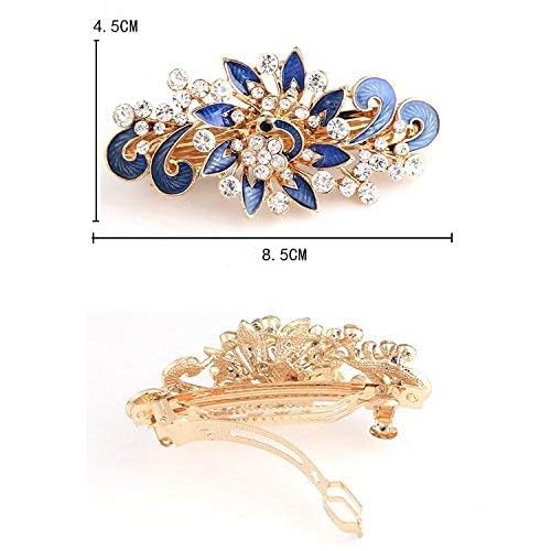 NYKKOLA Women's Multilayered Peacock Shaped Rhinestone French Barrette Hair Clip Black Beauty & Personal Care NYKKOLA