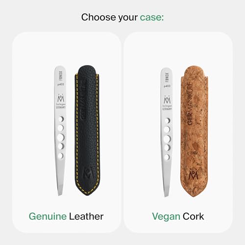 GERMANIKURE Professional Perforated Slanted Tweezers - FINOX Stainless Steel Sharp in Leather Case - Ethically Made in Solingen, Germany - 4403 Beauty & Personal Care GERmanikure