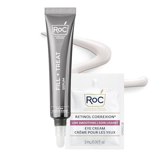 RoC Derm Correxion Fill + Treat Advanced Retinol Serum, Wrinkle Filler Treatment with Hyaluronic Acid for Crow's Feet, 11 Wrinkles, & Laugh Lines, (.5 Beauty and Personal Care RoC Default Title