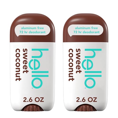 hello Sweet Coconut Aluminum Free Deodorant for Women and Men, 72-Hour Deodorant, Only 9 Ingredients, Baking Soda Free, Enriched with Shea Butter Beauty and Personal Care hello