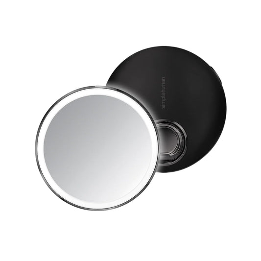simplehuman Sensor Mirror, Lighted Compact Makeup Magnifying Mirror with Light, Round, Travel Size, Black Stainless Steel Beauty & Personal Care simplehuman