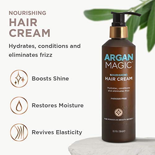 Argan Magic Nourishing Hair Cream - Hydrates, Conditions, and Eliminates Frizz for All Hair Types | Seals in Shine | Paraben Free, (8.5 oz / 2 Pack) Beauty & Personal Care Argan Magic