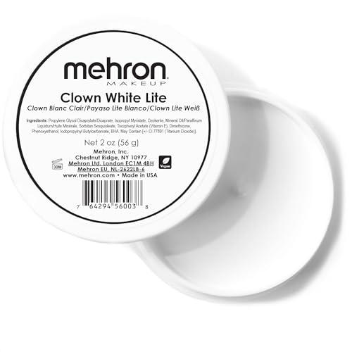 Mehron Makeup Clown White Lite | Professional Face Paint & Body Paint | White Cream Face Paint for Clown Makeup, Stage, Film, Cosplay, Mime Beauty & Personal Care Mehron
