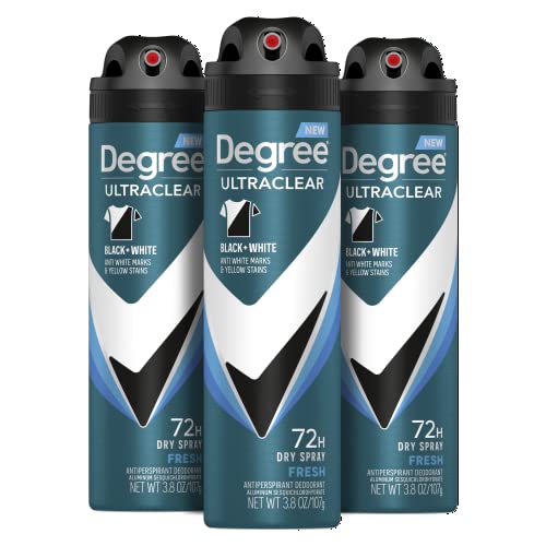Degree Men Antiperspirant Spray Black + White 3 Count Protects from Deodorant Stains Instantly Dry Spray Deodorant 3.8 oz Beauty and Personal Care Degree