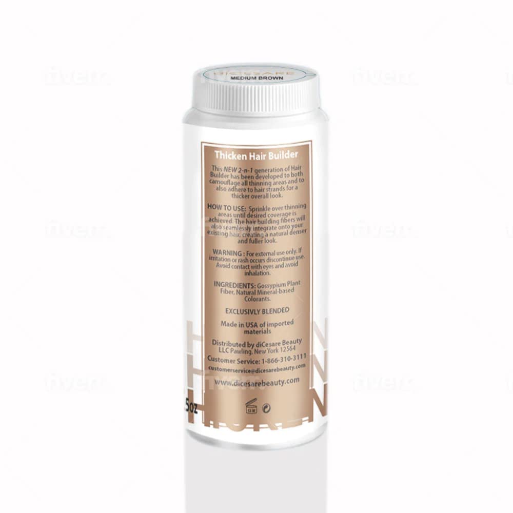 diCesare NEW! 2-n-1 Thicken Natural Hair Builder Dark Brown Custom Formulation Covers Thinning Areas and Attaches to Existing Hair Appearing Thicker Beauty & Personal Care DICESARE