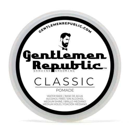 Gentlemen Republic Classic Pomade for Men - Water Based Pomade for Medium Hold & Shine, Premium Mens Hair Styling Products with No Beeswax - Ideal Beauty & Personal Care Gentlemen Republic