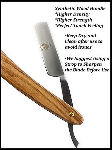 G.B.S Natural Wood Finish Scales 5/8in Straight Razor, Shaving Razor with Natural Wooden Handle and Stainless Steel for Beard Shaping Beauty and Personal Care G.B.S