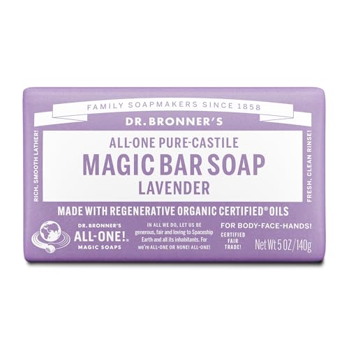 Dr. Bronner's - Pure-Castile Magic Bar Soap (Lavender, 5 ounce) - Made with Organic Oils, For Face, Body and Hair, Gentle and Moisturizing Beauty & Personal Care Dr. Bronner's