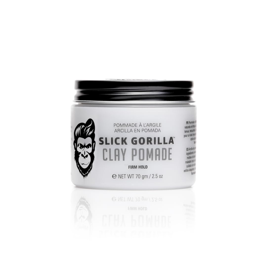 Slick Gorilla Clay Pomade for Men, 2.5 oz (75 ml), Firm Hold Hair Clay with Natural Matte Finish, Non-Greasy Men’s Hair Pomade for Textured, Wavy Beauty & Personal Care Slick Gorilla