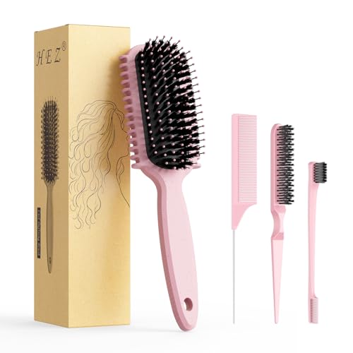 Curl Defining Brush, Curly Hair Brush, Slick Back Hair Brush, For Combing and Shaping Curls in All Hairstyles to Reduce Pulling (Pink) Beauty and Personal Care HEZ Default Title