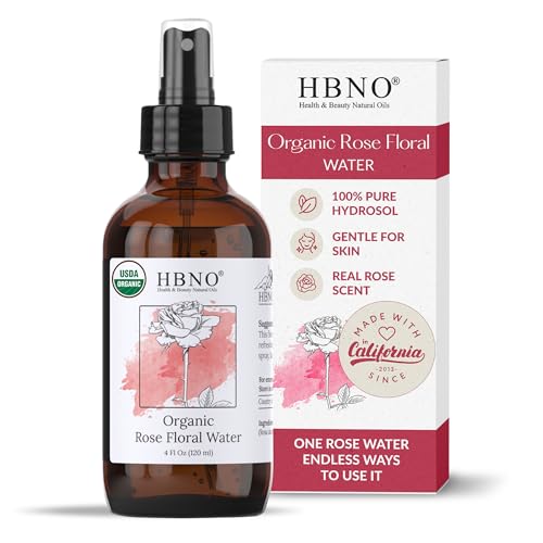 HBNO California Bottled Organic Rose Water for Face 4 fl oz (120ml) - USDA Certified Organic Rose Water Spray for Cleansing- Pure Rosewater for Hair Beauty and Personal Care HBNO Default Title