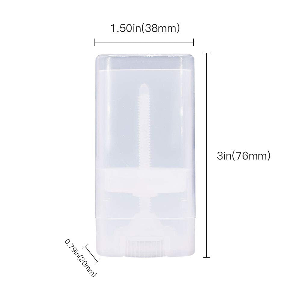 Healthcom 15PCS 15ml Clear Empty Plastic Deodorant Containers 0.5 Oz New Empty Oval Lip Balm Tubes Containers for Lipstick Crayon Chapstick DIY Make Beauty and Personal Care Healthcom