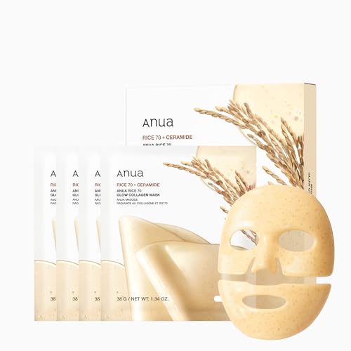 ANUA Rice 70 Glow Collagen Mask, Overnight Face Mask for Glass Skin, Ceramide, Collagen Facial Mask, Skin Moisture Barrier, Tightening Care, Natural Beauty and Personal Care ANUA Default Title