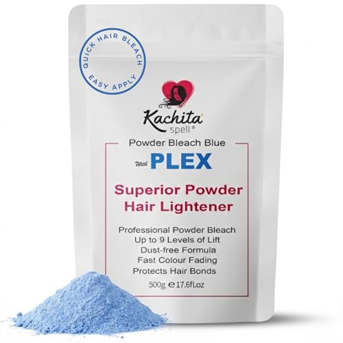 Kachita Spell Professional Blue Hair Bleach Lightener with Plex Technology, Up to 9 Levels of Lift Bleach Powder & Hair Decolorization for Highlights Beauty & Personal Care Kachita Spell