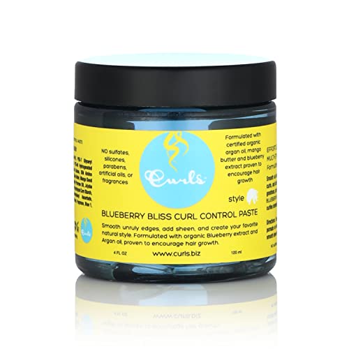 Curls Blueberry Bliss Control Paste - 4 fl oz, For Wavy, Curly, and Coily Hair Types, Smoothes Out and Slicks Down Edges, Tames Frizz & Adds Sheen Beauty & Personal Care Curls